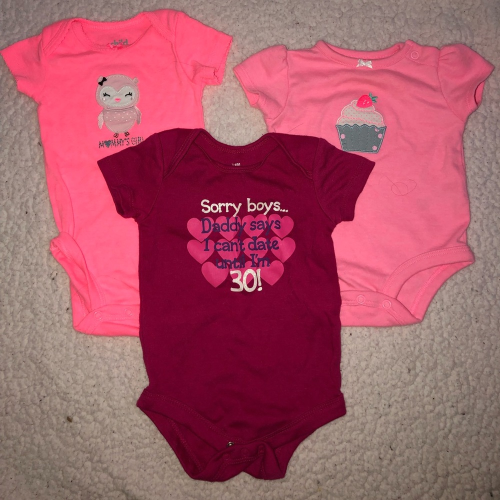 3 Various Pink Onesies